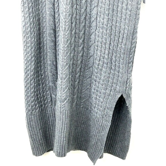 Tahari Women Size L Sweater Dress Storm Gray Cable Knit Cowl Neck Midi Sheath T3 - Picture 9 of 12